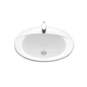 حوض مغسلة مدور فوق الرخام أبيض ‎508×423×230‎ ملم