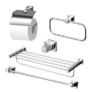 Chrome Square Bathroom Accessories Set – 5 Pieces