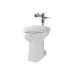 Floor‑Outlet Toilet, White with Japanese Seat + Flushometer – China