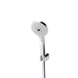 Chrome Round 3‑Function Press Shower Handset with Hose & Holder