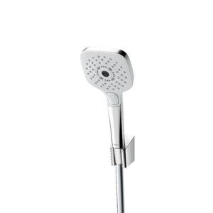 Chrome Square 3‑Function Shower Handset with Hose & Holder