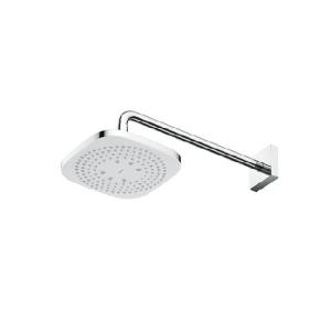 Chrome and White Square Shower Head 210mm with Concealed Side Arm