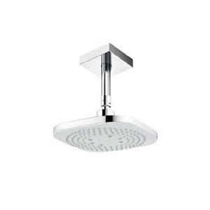Chrome/White Square Shower Head 210mm with Concealed Ceiling Arm
