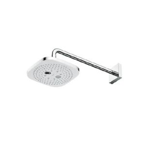 Chrome Square Press Shower Head White with Concealed Side Arm