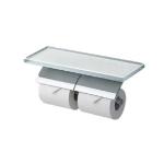 Chrome Double Tissue Holder with Glass Shelf
