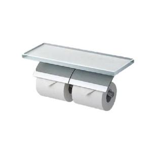 Chrome Double Tissue Holder with Glass Shelf