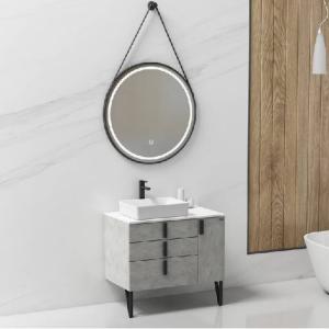 طقم مغسلة حوض فوق الرخام مع مرآة لِد ميني 80 سم