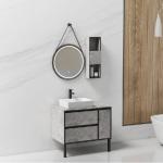 طقم مغسلة حوض فوق الرخام مع صيدلية ومرايا لِد (تصميم ميني)