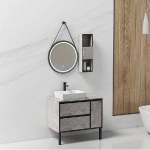 طقم مغسلة حوض فوق الرخام مع صيدلية ومرايا لِد (تصميم ميني)