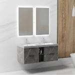 Double-Basin Vanity Set with LED Mirrors – Dark Dumyati Finish – 120 cm