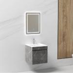 طقم مغسلة حوض مع مرآة لِد تشطيب دمياطي غامق 50 سم