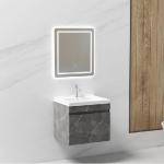 طقم مغسلة حوض مع مرآة لِد تشطيب دمياطي غامق 60 سم