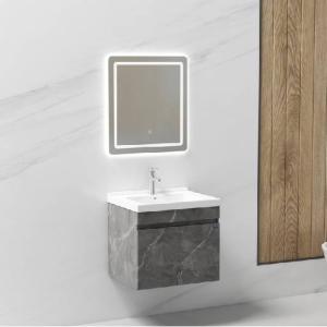 طقم مغسلة حوض مع مرآة لِد تشطيب دمياطي غامق 60 سم