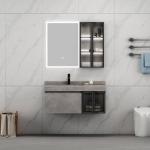 طقم مغسلة حوض رخام مع صيدلية مضيئة ومرآة لِد (تصميم ميني)