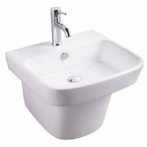 مغسلة معلّقة مربّعة مع فتحة أوفرفلو – أبيض – صيني (إصدار A)