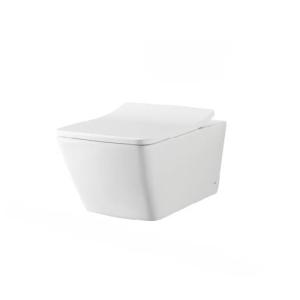 Wall‑Hung Square Toilet, White with Soft‑Close Seat – China